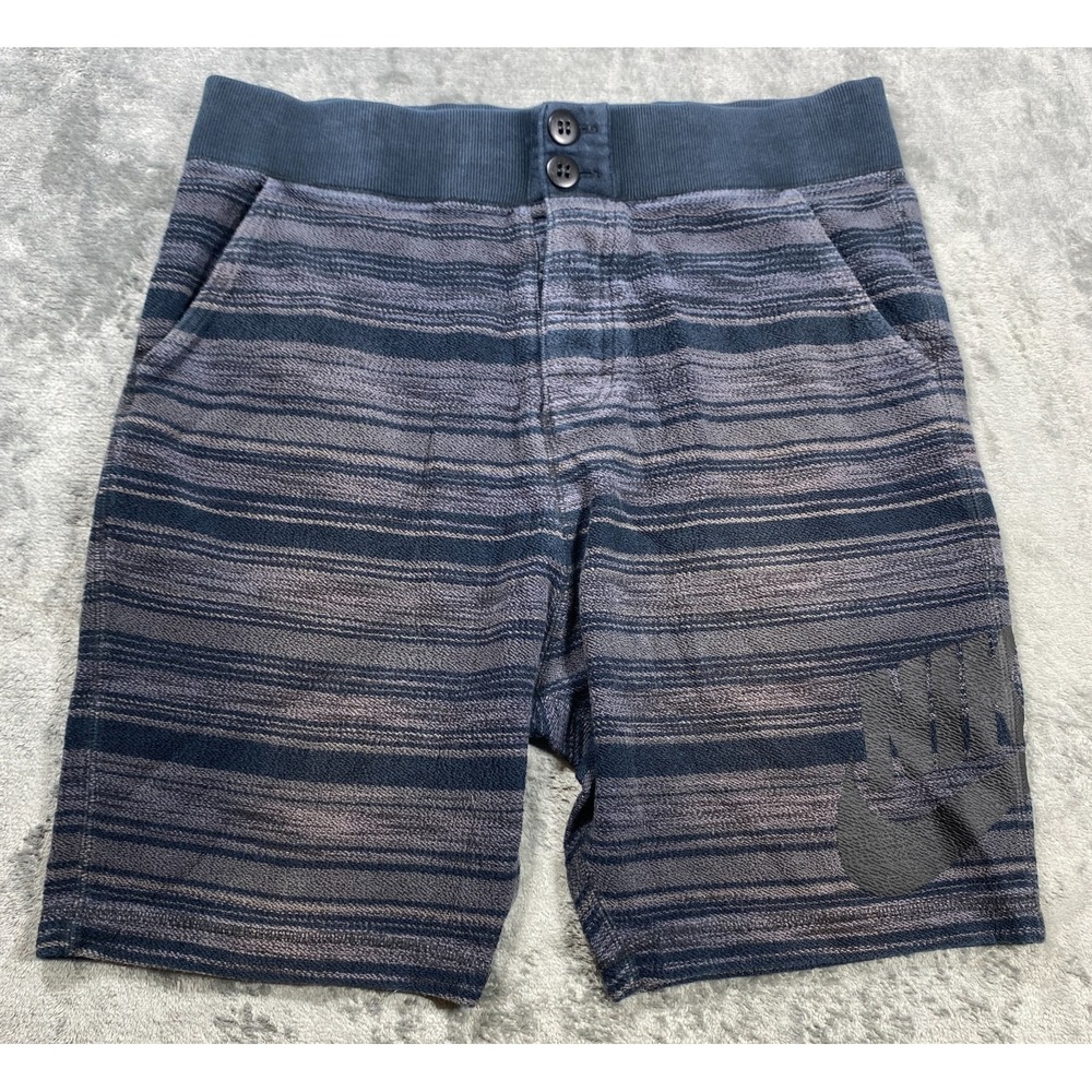 Nike FC Shorts Men Large Gray Black Stripe French Terry Athletic Sportswear Fade